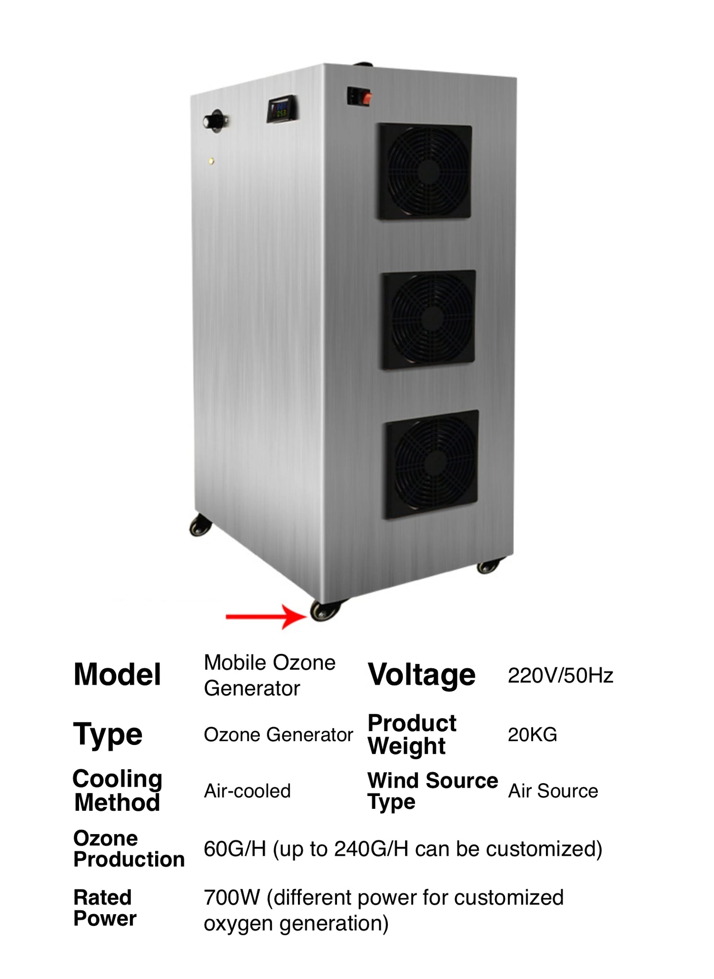 60g/h Mobile Ozone Generator, Ozone Machine,Ozone Generators